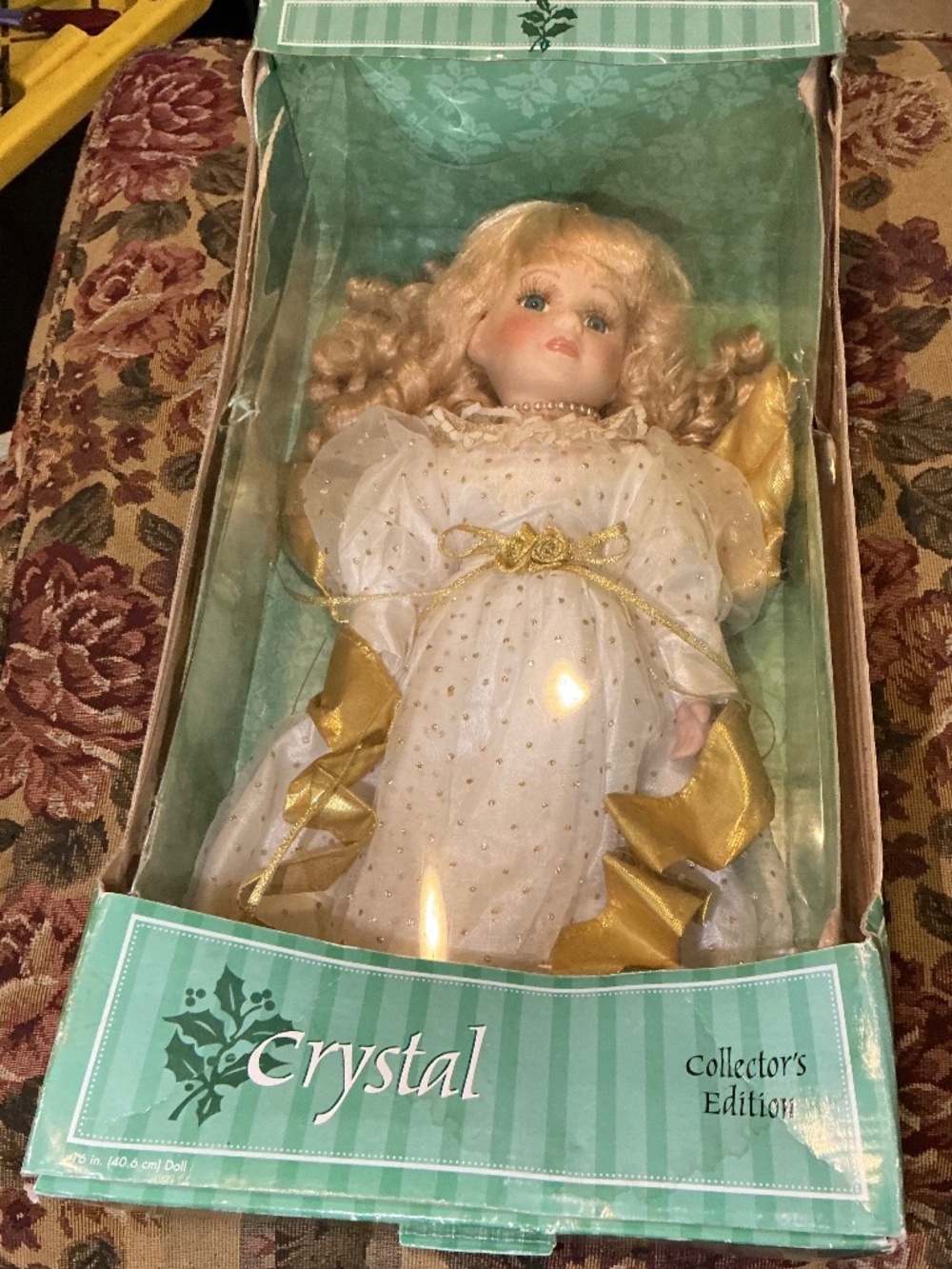 Crystal Porcelain Collector’s Edition doll with Metal stand In Box (Box Damaged)